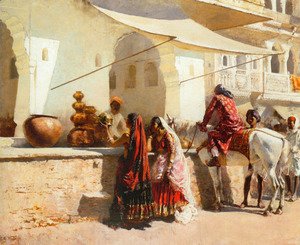Edwin Lord Weeks - A Street Market Scene, India