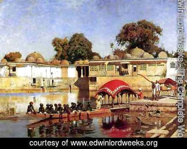 Edwin Lord Weeks - Palace and Lake at Sarket-Ahmedabad, India