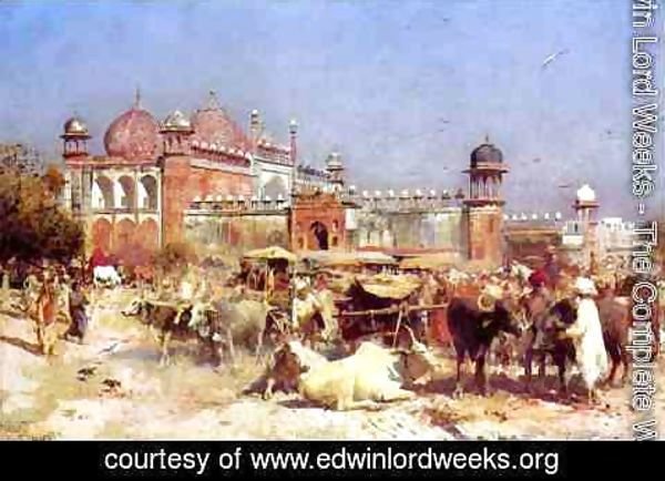 Edwin Lord Weeks - Market Place at Agra