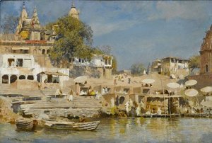 Edwin Lord Weeks - Temples and bathing ghat at Benares