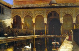 A Court In The Alhambra In The Time Of The Moors
