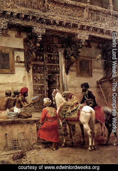 Edwin Lord Weeks - Craftsman Selling Cases By A Teak Wood Building  Ahmedabad