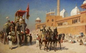 Great Mogul And His Court Returning From The Great Mosque At Delhi  India