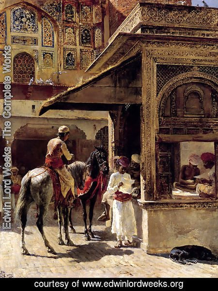 Edwin Lord Weeks - Street Scene In India