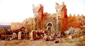 Edwin Lord Weeks - The Departure Of A Caravan From The Gate Of Shelah  Morocco