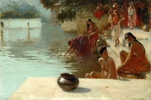 Edwin Lord Weeks - Woman's Bathing Place i Oodeypore, India