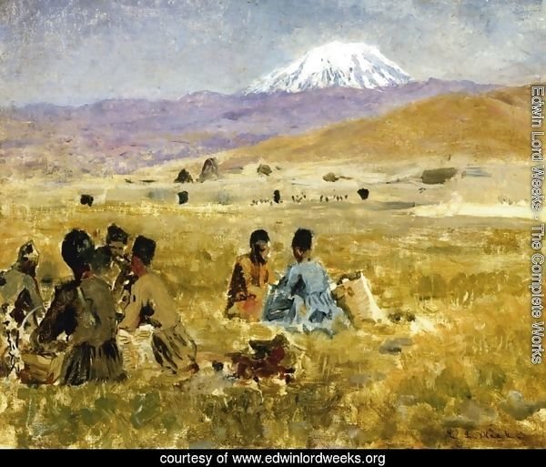 Persians lunching on the Grass, Mt. Ararat in the Distance