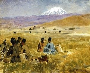 Edwin Lord Weeks - Persians lunching on the Grass, Mt. Ararat in the Distance