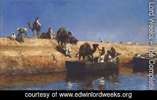 Edwin Lord Weeks - Un embarquement de chameaux sur la plage de Sale, Maroc