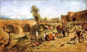 Edwin Lord Weeks - Arrival Of A Caravan Outside The City Of Morocco