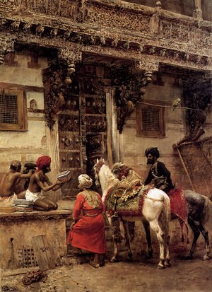 Edwin Lord Weeks - Craftsman Selling Cases By A Teak Wood Building  Ahmedabad