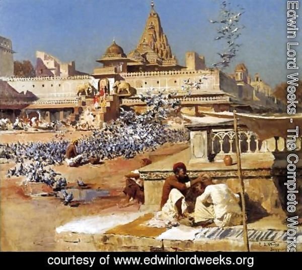 Edwin Lord Weeks - Feeding The Sacred Pigeons  Jaipur
