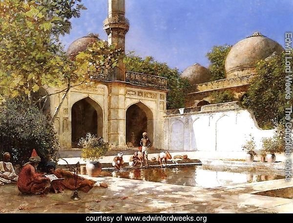 Figures In The Courtyard Of A Mosque