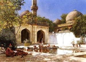 Edwin Lord Weeks - Figures In The Courtyard Of A Mosque