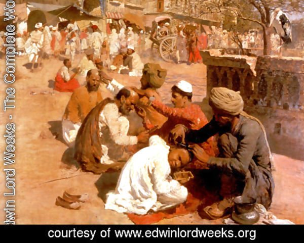 Edwin Lord Weeks - Indian Barbers   Saharanpore