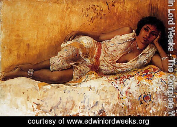 Edwin Lord Weeks - Moorish Girl Lying On A Couch  Rabat  Morocco