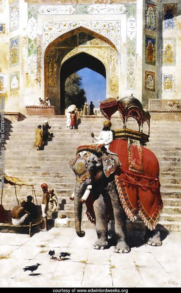 Royal Elephant At The Gateway To The Jami Masjid  Mathura