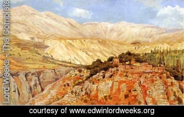 Edwin Lord Weeks - Village In Atlas Mountains  Morocco